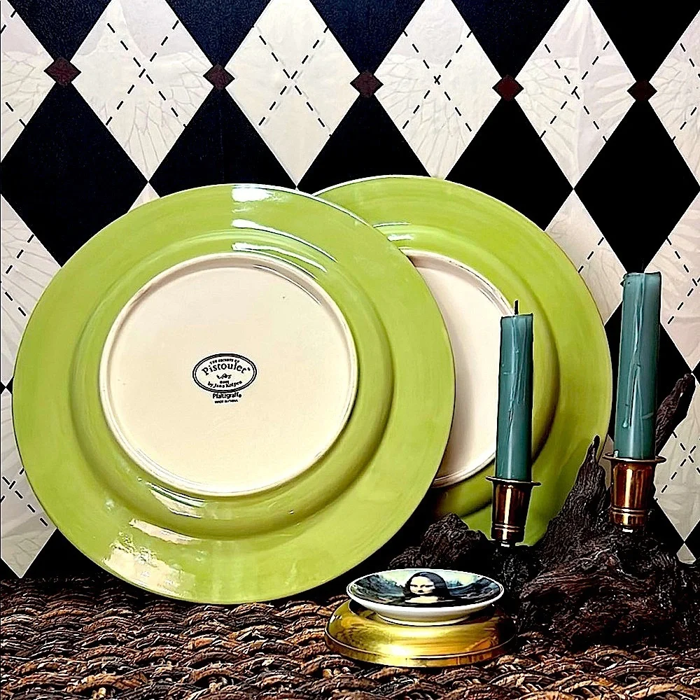 VTG Pair of Pfaltzgraff Pistoulet 12” Chop Plates – Blue & Green by Jana Kolpen - Picture 5 of 8